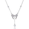 S925 pure silver butterfly heart pendant necklace with O-ring chain in silver colour