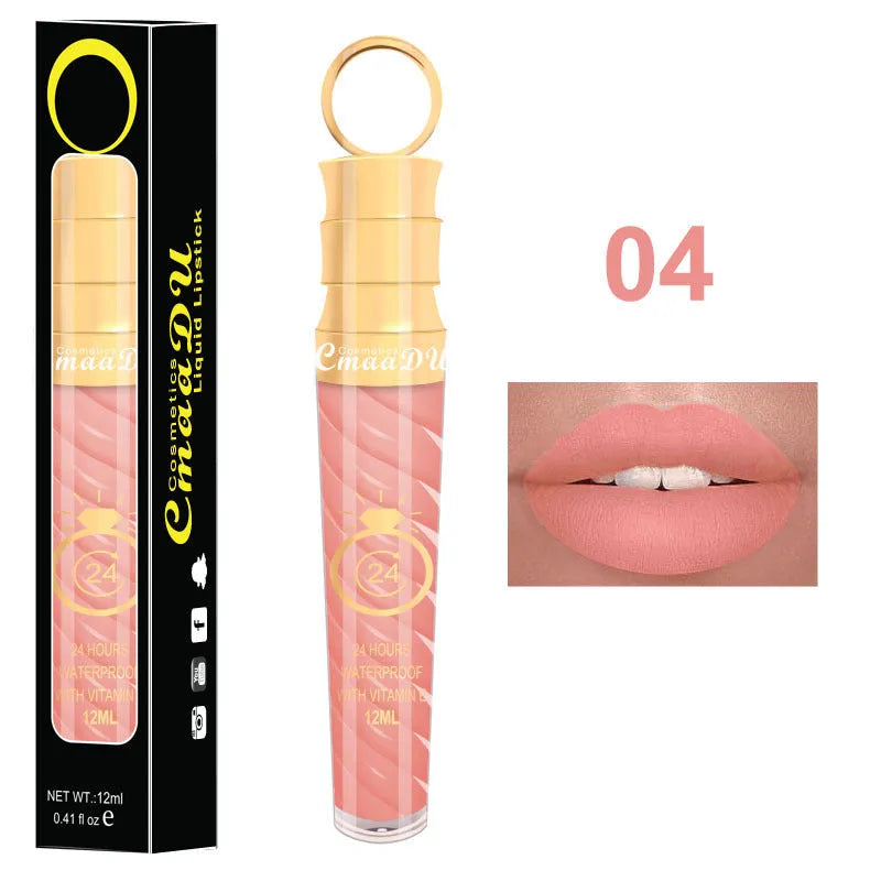 Matte lip gloss 12ml non-stick cup liquid lipstick in metal pearl finish with 20 colour options