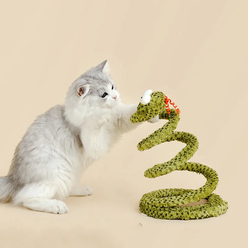 Green cat teasing stick with feather attachment measuring 140cm long