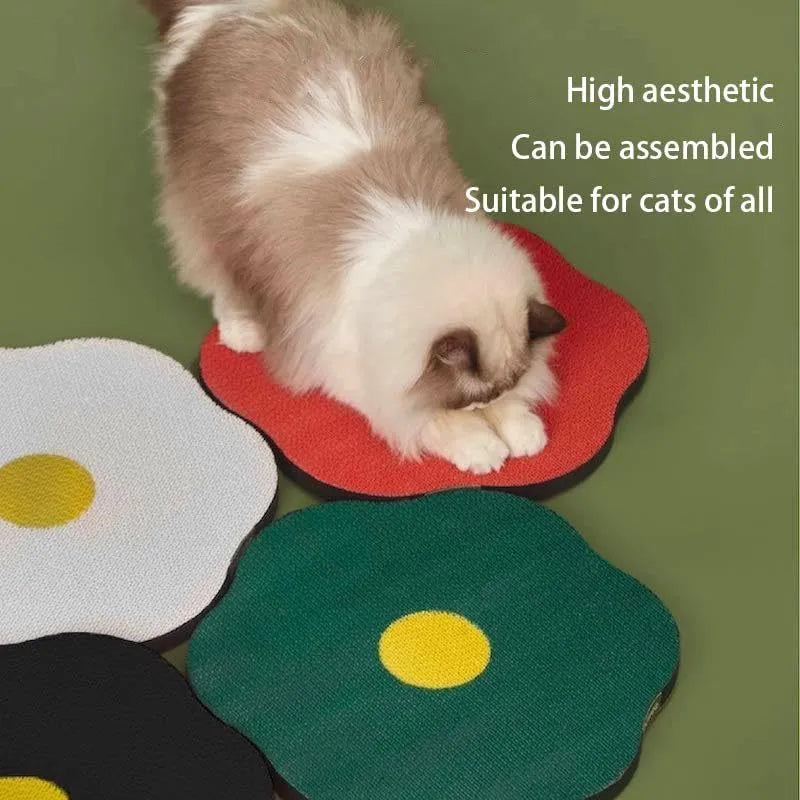 Medium grey wall mounted cat scratching board with corrugated texture on smooth surface