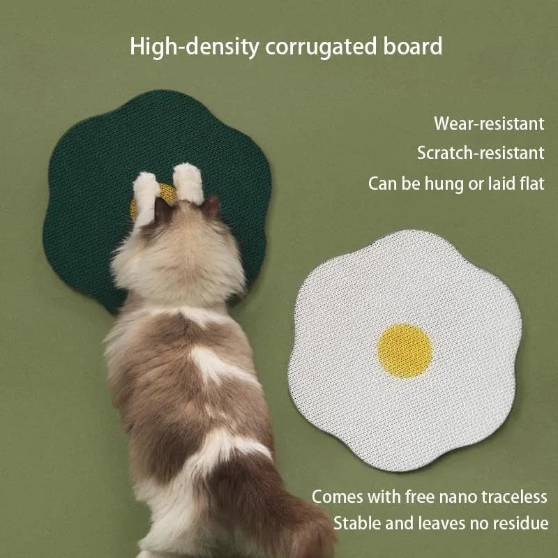 Medium grey wall mounted cat scratching board with corrugated texture on smooth surface
