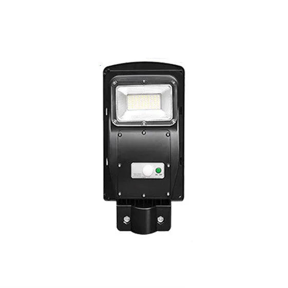 Integrated solar street light unit with solar panel and LED light source for outdoor installation