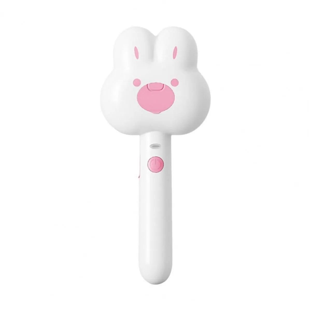 Cartoon design cat steam grooming brush with long handle and rounded bristles in green colour