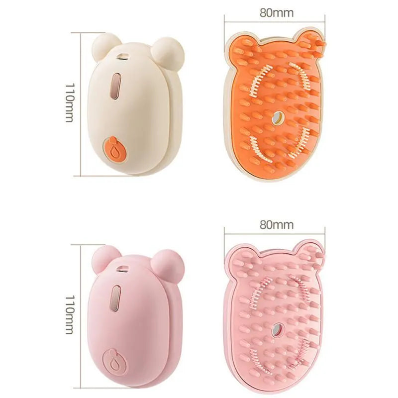 Rechargeable pet grooming brush with spray function in pink or yellow colour options