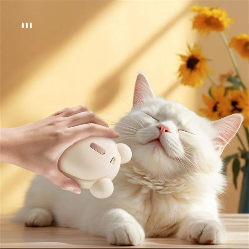 Rechargeable pet grooming brush with spray function in pink or yellow colour options