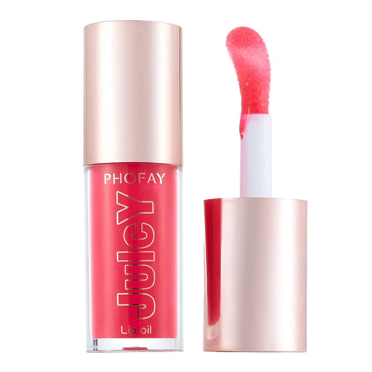 PHOFAY Juicy Lip Oil 4.8ml tube with doe-foot applicator, non-sticky moisturising lip gloss, shades 01-08