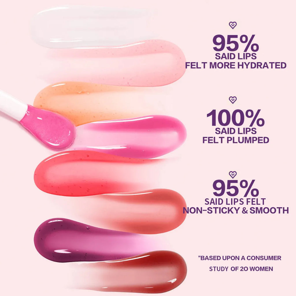 PHOFAY Juicy Lip Oil 4.8ml tube with doe-foot applicator, non-sticky moisturising lip gloss, shades 01-08