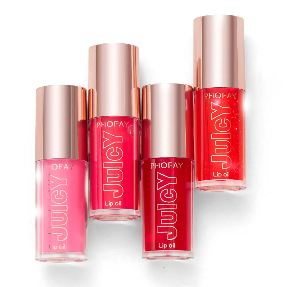 PHOFAY Juicy Lip Oil 4.8ml tube with doe-foot applicator, non-sticky moisturising lip gloss, shades 01-08