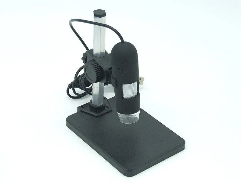 USB microscope camera with 8 LED lights and adjustable illuminator, 1000X magnification, black body