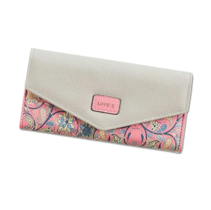 Large capacity three-fold PU leather student wallet with buckle and clip in five colour options