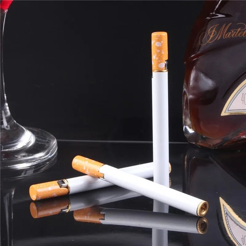 Creative mini metal cigarette shaped lighter in silver, 1 to 1 size with real cigarette