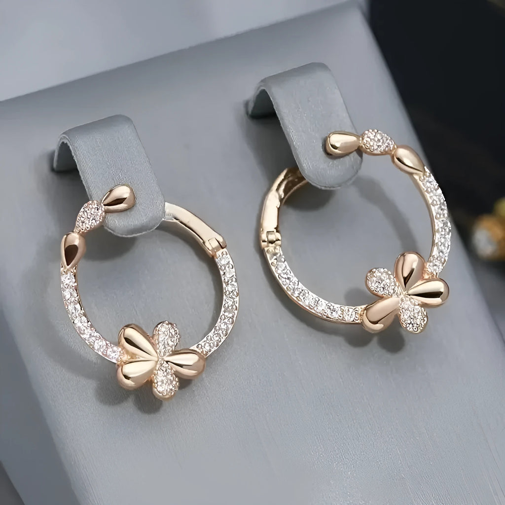 Copper round geometric earrings with electroplated finish colour EK13286-FD-01
