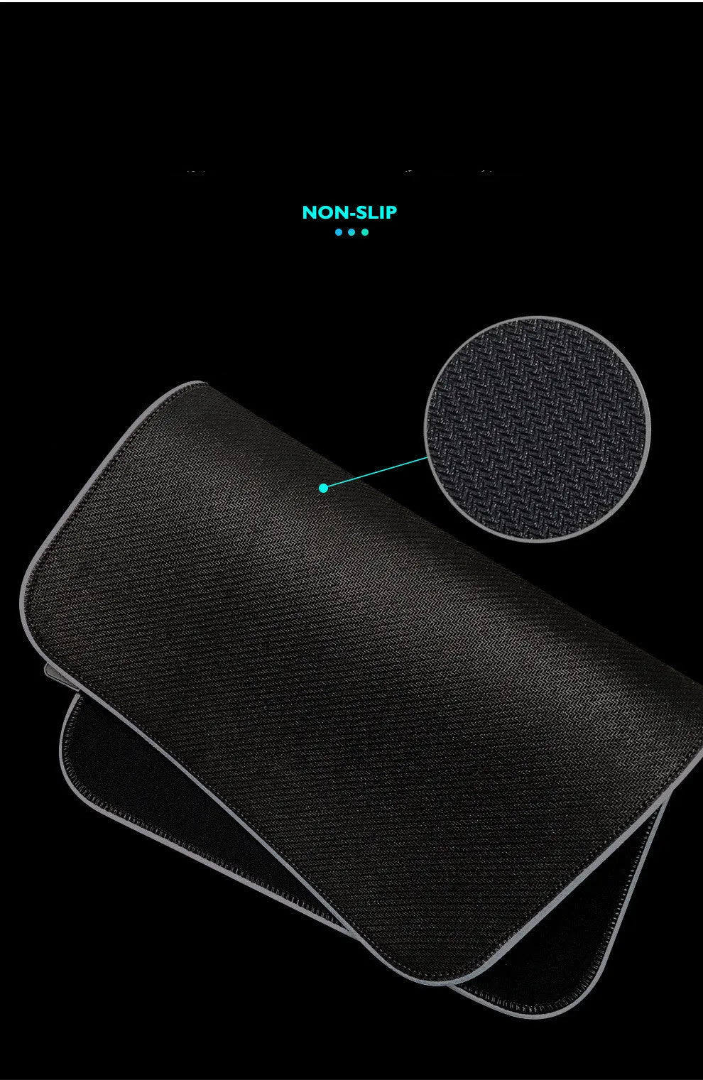 RGB light-emitting mouse pad with cloth surface and rubber base, 300x600x4mm size