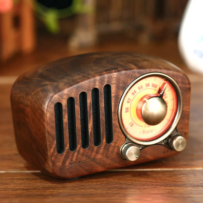 Retro wooden wireless Bluetooth mini speaker in cherry wood or walnut finish