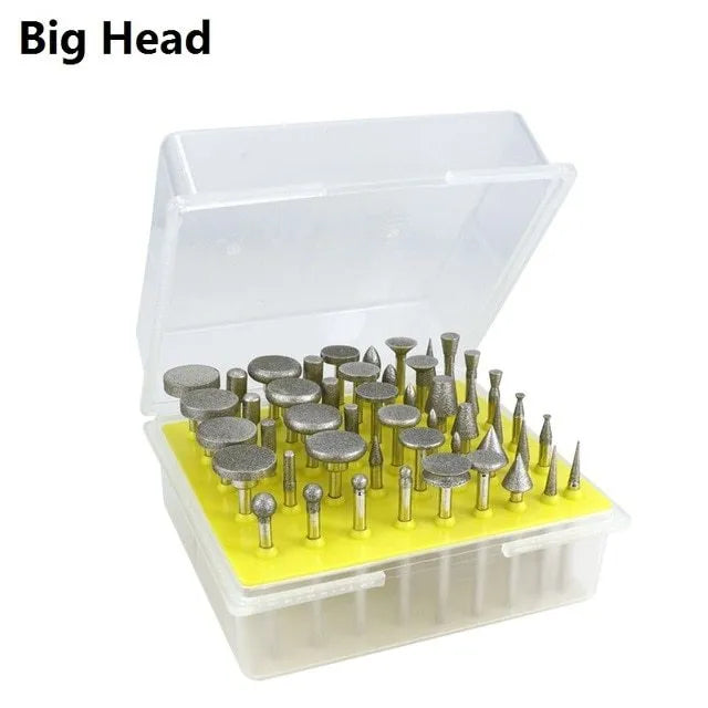 Alloy diamond grinding head set with elliptical cone shape for glass jade stone carving