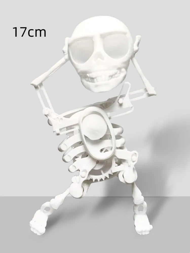 3D mini skull gravity toy dancing skeleton in pink and white colour 17cm height
