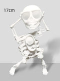 3D mini skull gravity toy dancing skeleton in pink and white colour 17cm height