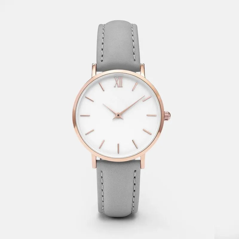 35.5mm square quartz watch with PU leather strap in one of thirteen colours.