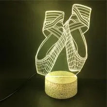 3D ballet dancer silhouette night light with colourful LED illumination on acrylic panel and ABS base
