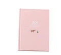 Hardback notebook planner 13.5x18.2cm 228 pages with 365 day plan, dark green or pink cover