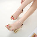 Women's black suede toe chain sandals with buckle fastening and TPR sole on neutral background