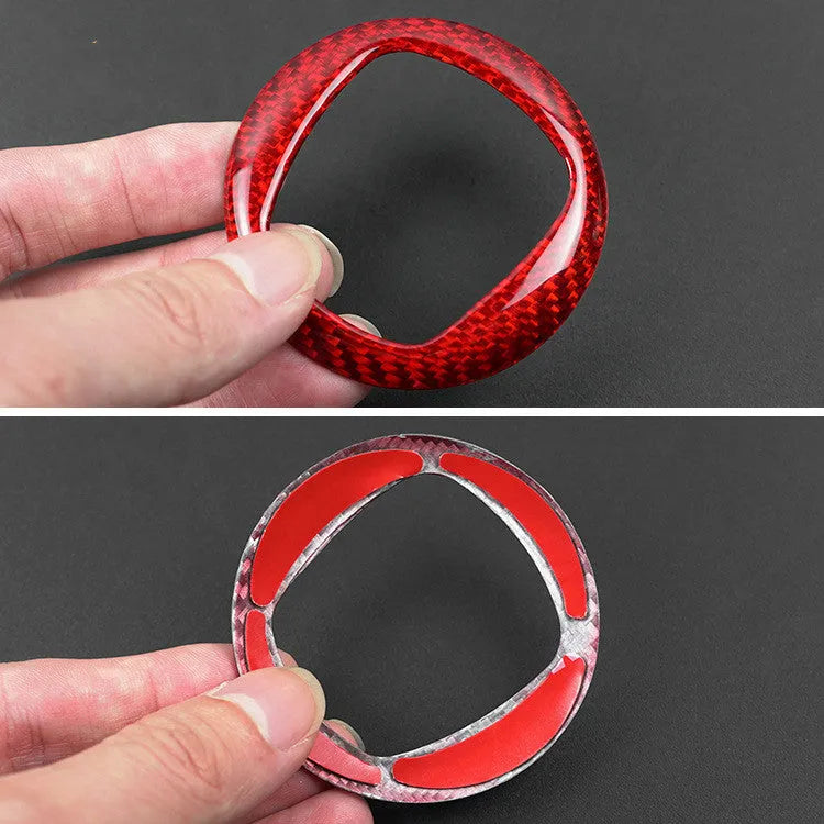 Real dry carbon carbon fibre steering wheel decorative sticker frame in black and red colour options.