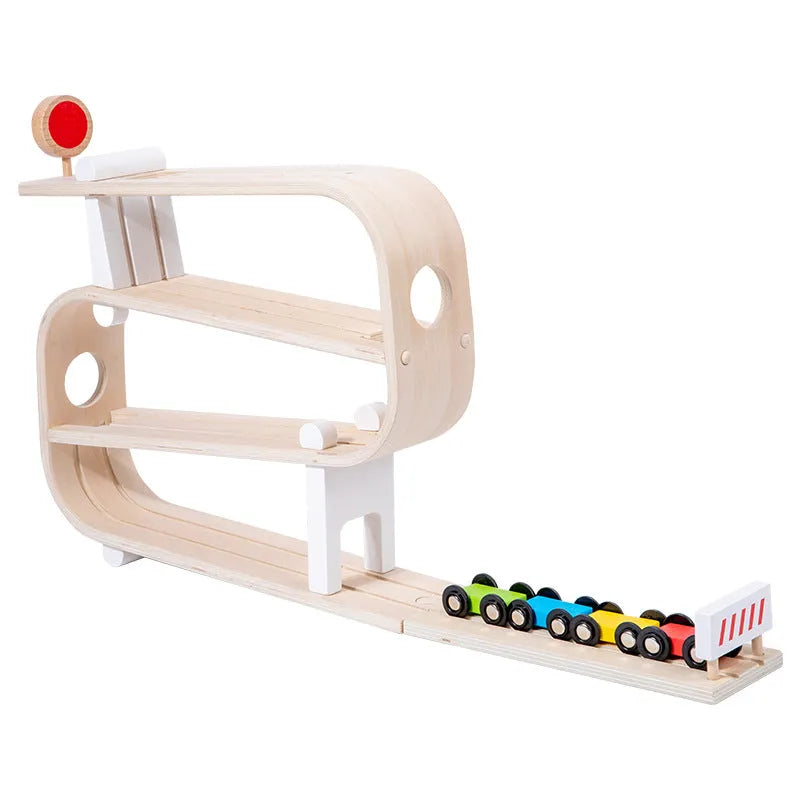 Wooden rapid gliding car toy for children, 0.7kg educational wooden toy in a colour box.