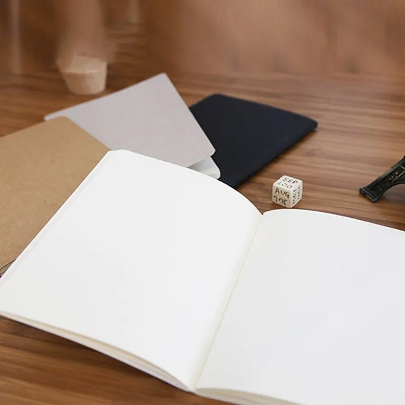 Retro plain blank graffiti book in black, white, cowhide colour, or grey with 102x142mm pages and car line stitch binding.