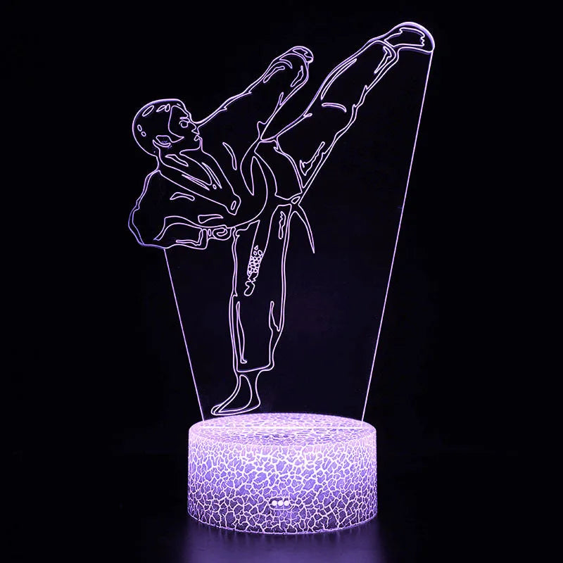 Sports 3D night light with acrylic shade, touch switch, available in Black, Crack, or White 7 colours