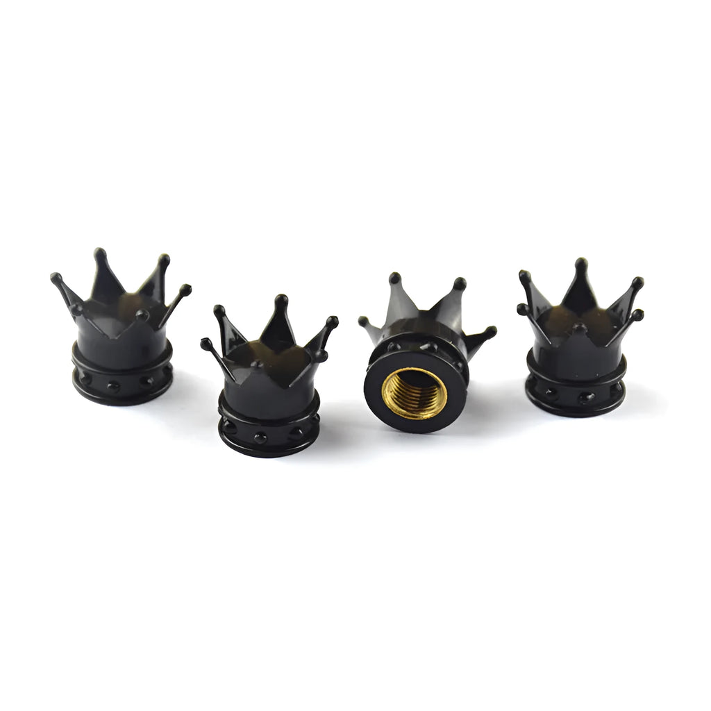 Crown tyre valve set in black polymer ABS for American valve covers with air leakage dust prevention design