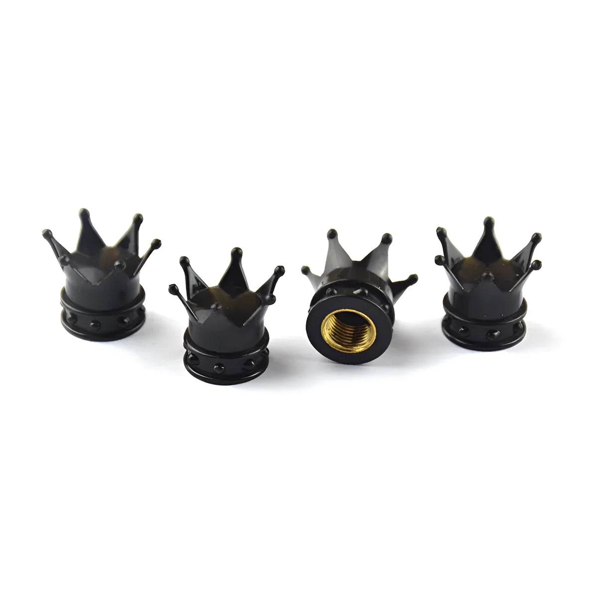 Crown tyre valve set in black polymer ABS for American valve covers with air leakage dust prevention design