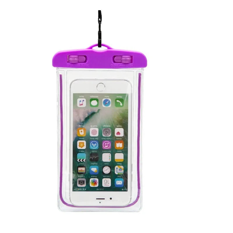 Transparent waterproof luminous mobile phone case in multiple colour options