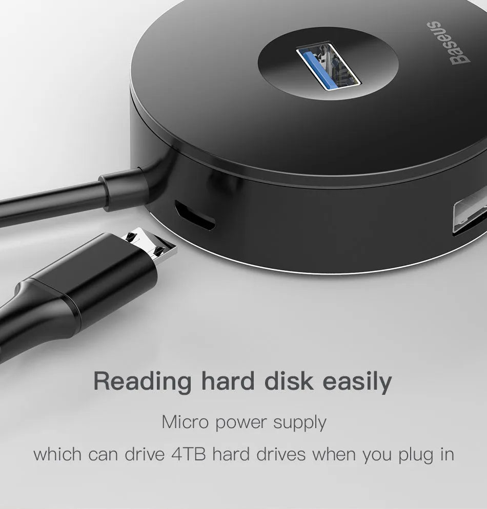 USB hub notebook adapter round box black with USB 3.0 and LED indicator