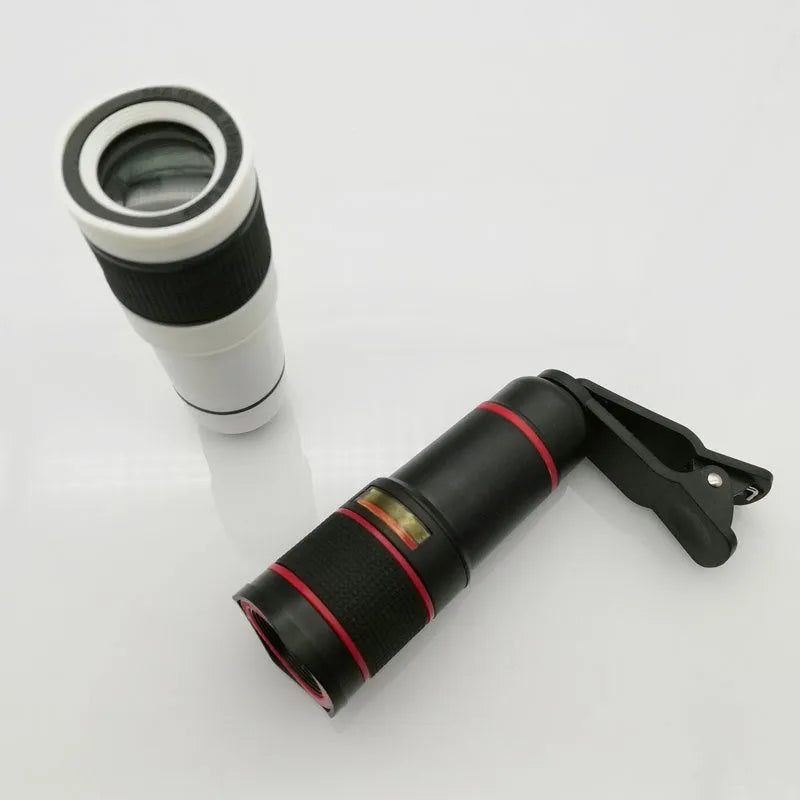 Cell phone telescope lens 20x roof prism 18mm objective 33x94mm in black or white