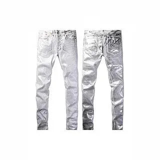 Black slim fit straight leg men's jeans with a button fly on a mannequin.