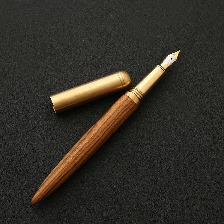 Business fountain pen with stainless steel nib and wood body in multiple colours