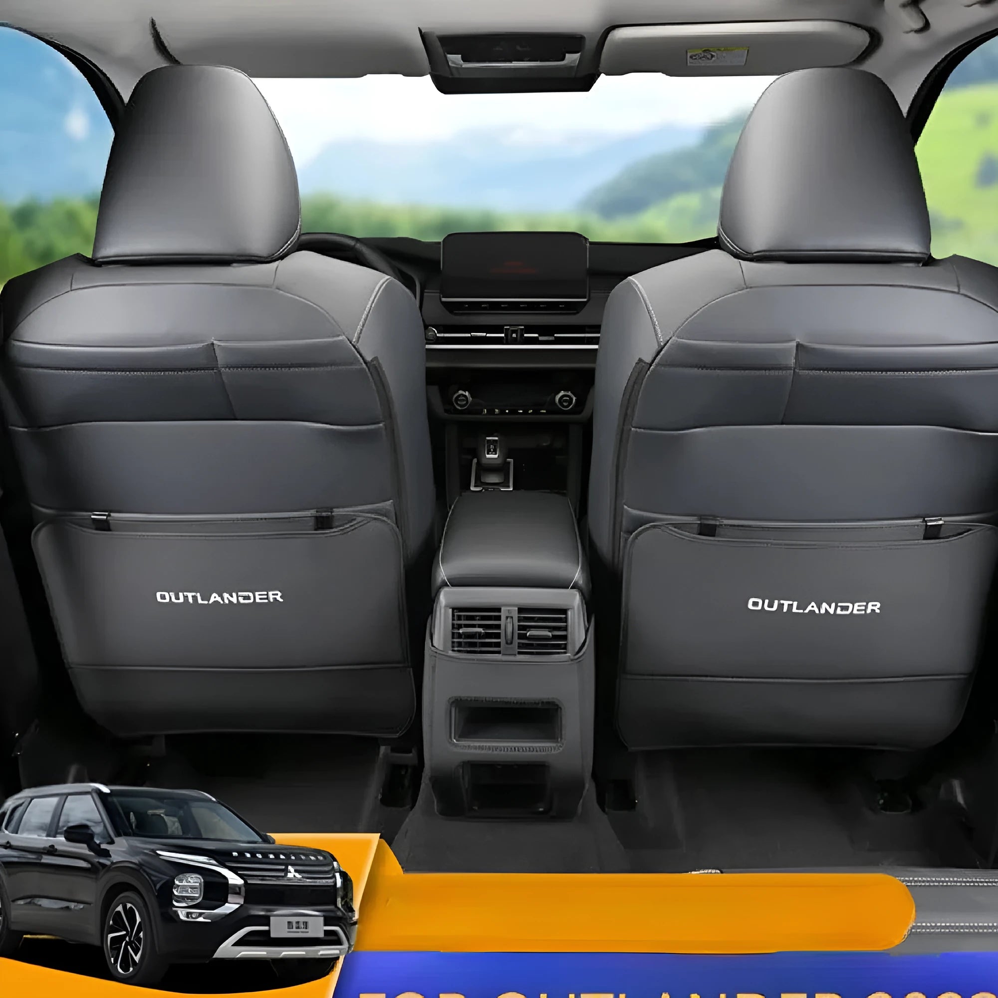 Outlander leather anti-kick pad set for seat armrests and centre console protection