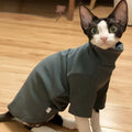 Dralon self-heating hairless cat hoodie in black or green polyester fibre