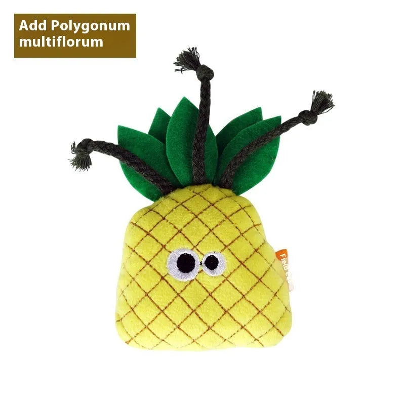 Catnip-filled plush cat toy in food shapes including burrito, cone, cucumber, mushroom, pineapple and pizza styles