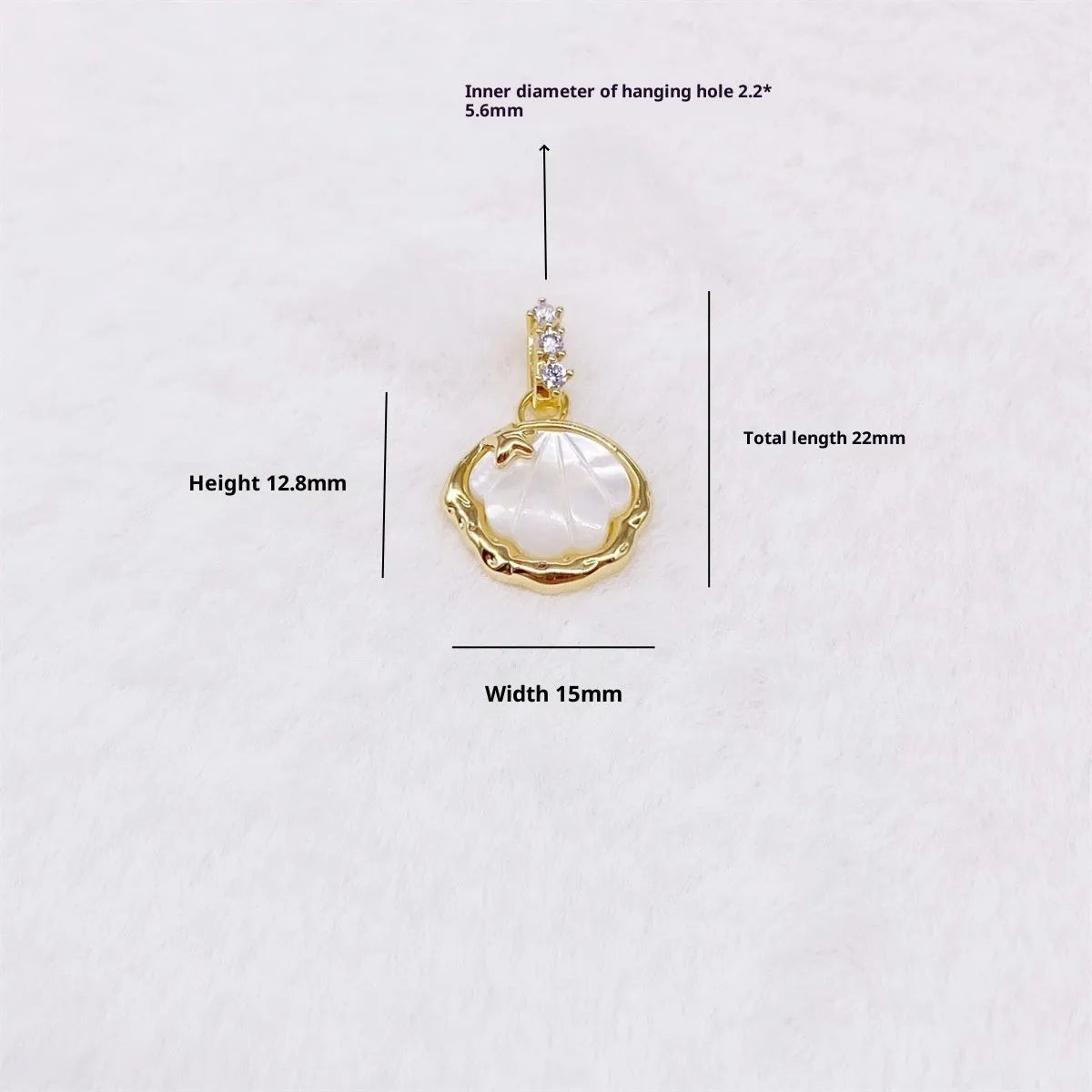 Copper plated 18K gold pearl shell DIY charm pendant in diamond skirt shape for jewellery making