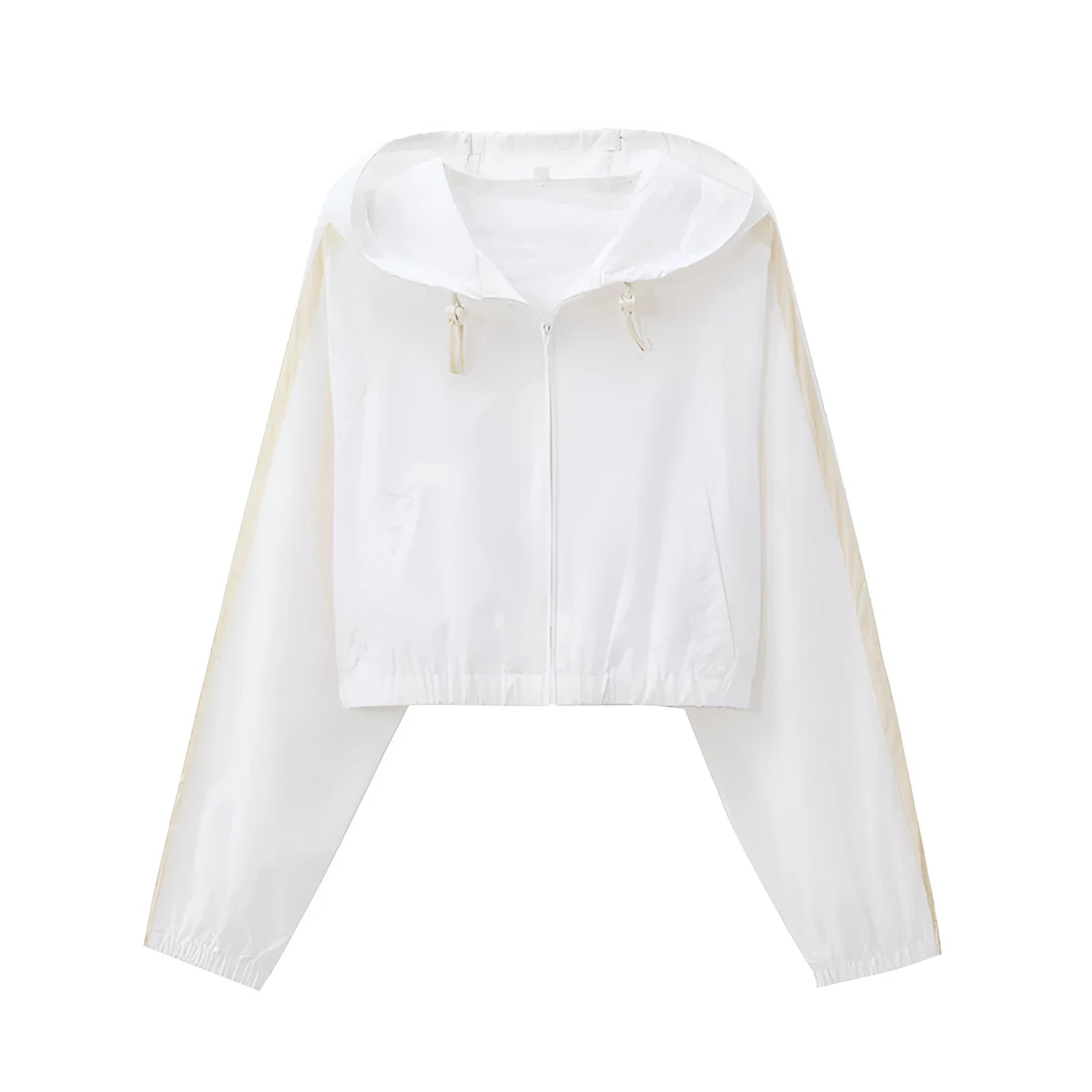 Women's hooded sunscreen top with loose fit polyester long sleeves in picture colour