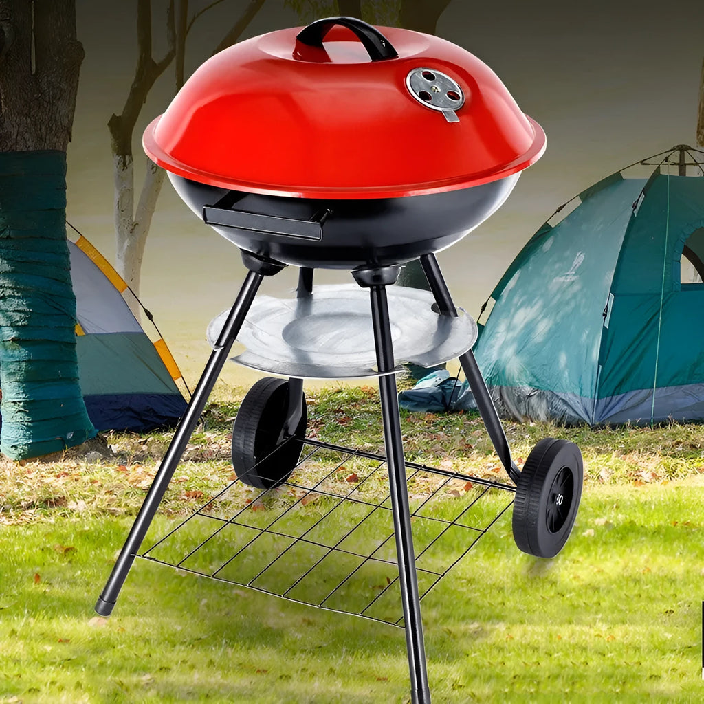 Portable 14-inch iron barbecue oven with apple stove design