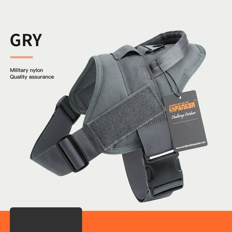 Large and medium dog harness made from 1050D nylon with UTX buckle, adjustable fit, available in Black