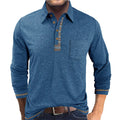 Men's long sleeve button-down collar polo shirt in 210g colour cotton frame fabric, regular fit, seven colours, S-XXXL