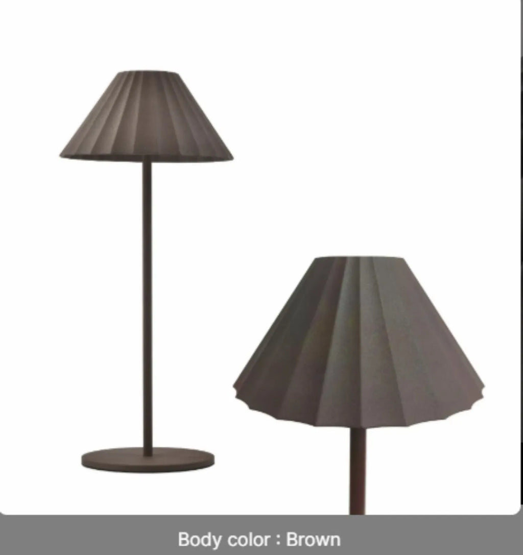 Alloy desk lamp with touch dimming switch showing black, brown, sand, and white colour options