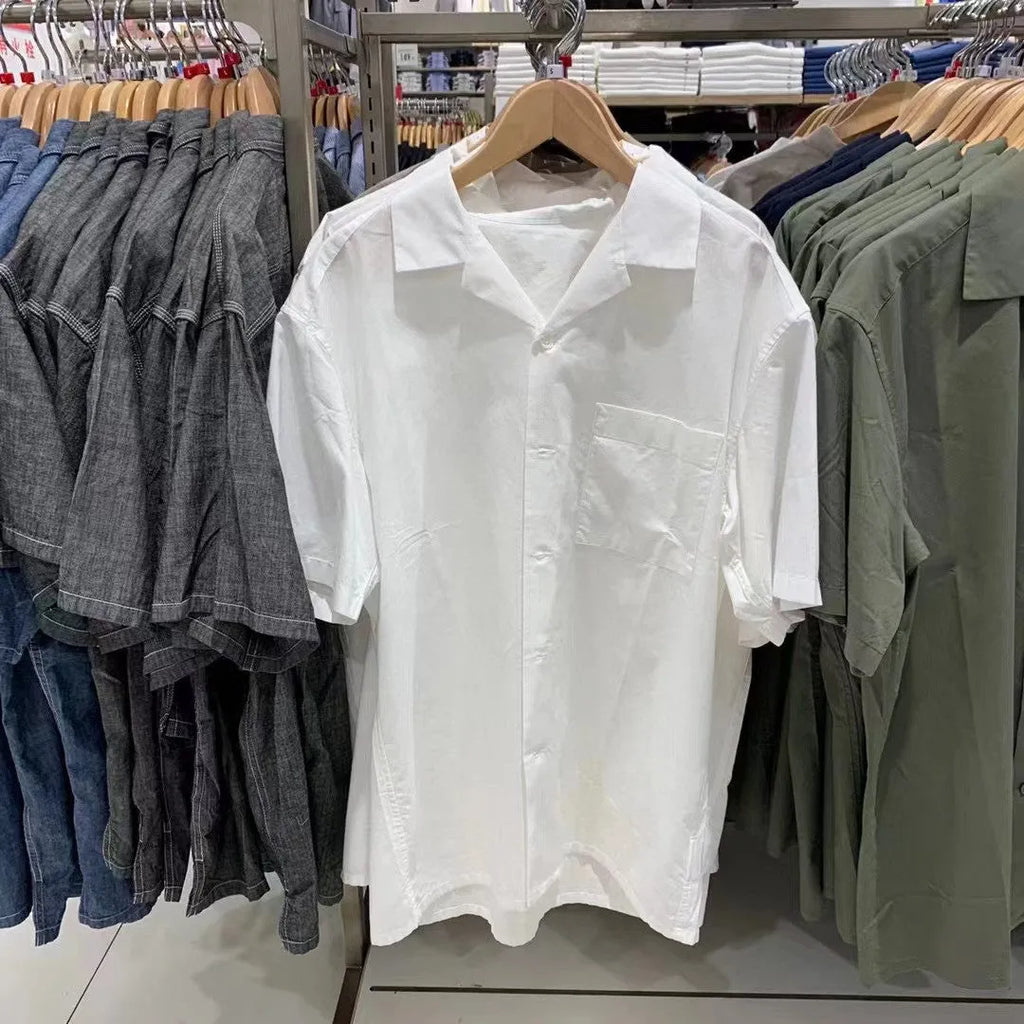 Men's modal cotton open collar casual shirt in beige colour with cardigan style