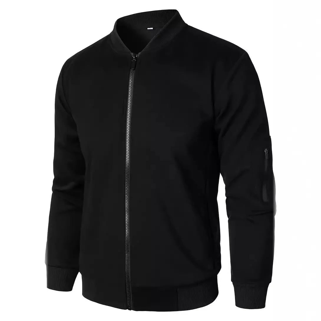 Men's loose-fit knitted jacket in light business style, shown in a neutral colour.
