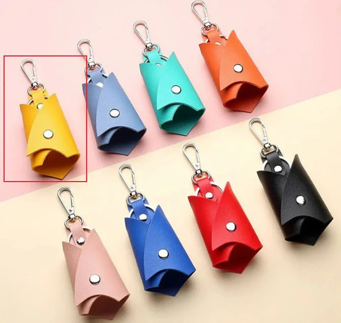 Leather car key case with bat stylings in multiple colours, 13x5cm