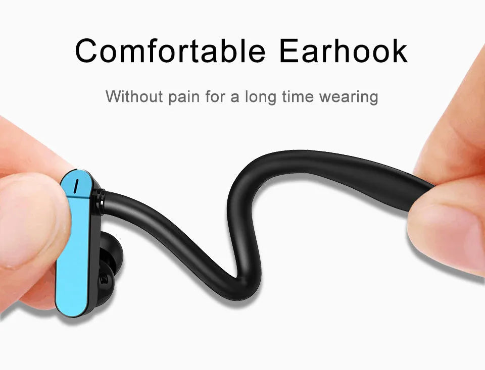 Black and blue universal ear hooks for PTM TS27 sports earbuds with adjustable design and silicone gel tips