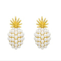Korean style pineapple and starfish pearl drop earrings in alloy with electroplated finish